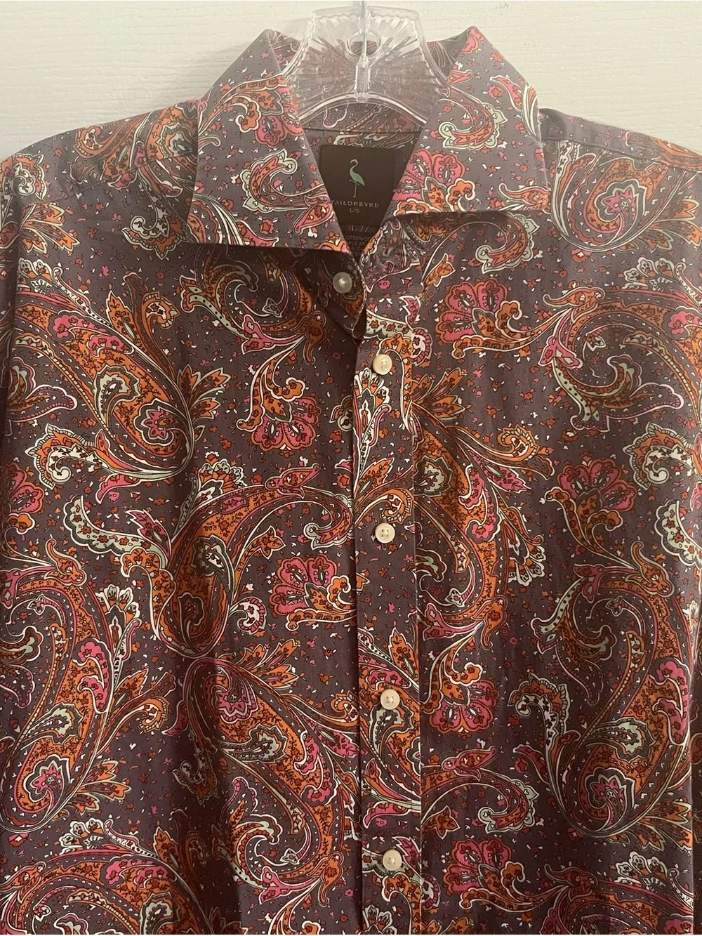 Tailorbyrd Brown Paisley Long-Sleeve Button-Down Shirt